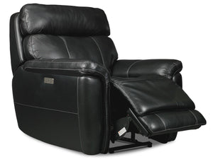 Stallion Dual Power Leather Recliner - Midnight Black