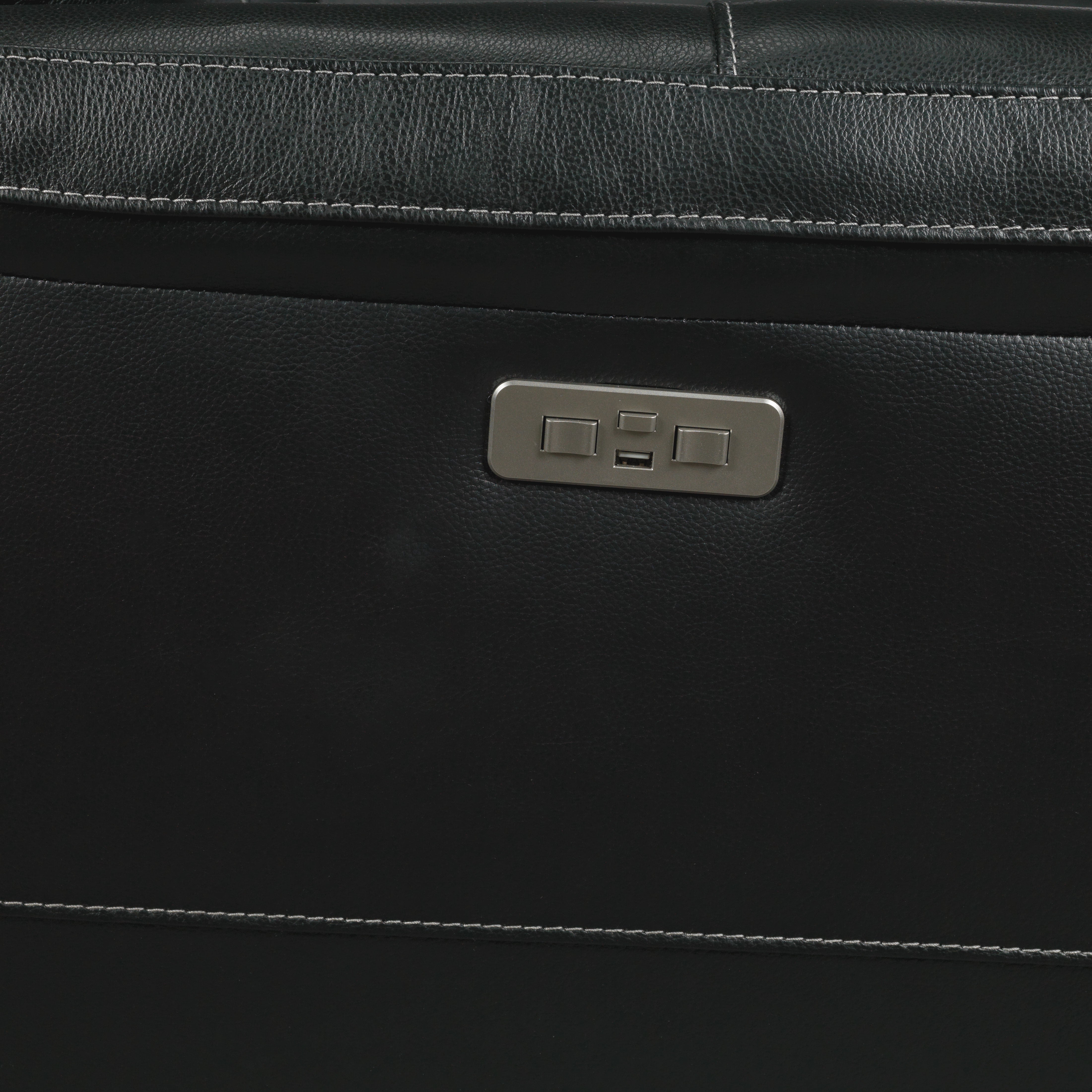Stallion Dual Power Reclining Leather Sofa - Midnight Black