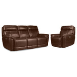 Stallion Dual Power Reclining Sofa and Chair Set - Chestnut