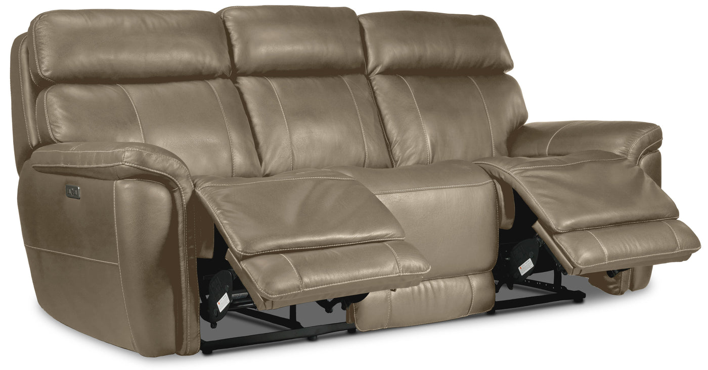 Stallion Dual Power Reclining Sofa, Loveseat and Chair Set - Pebble