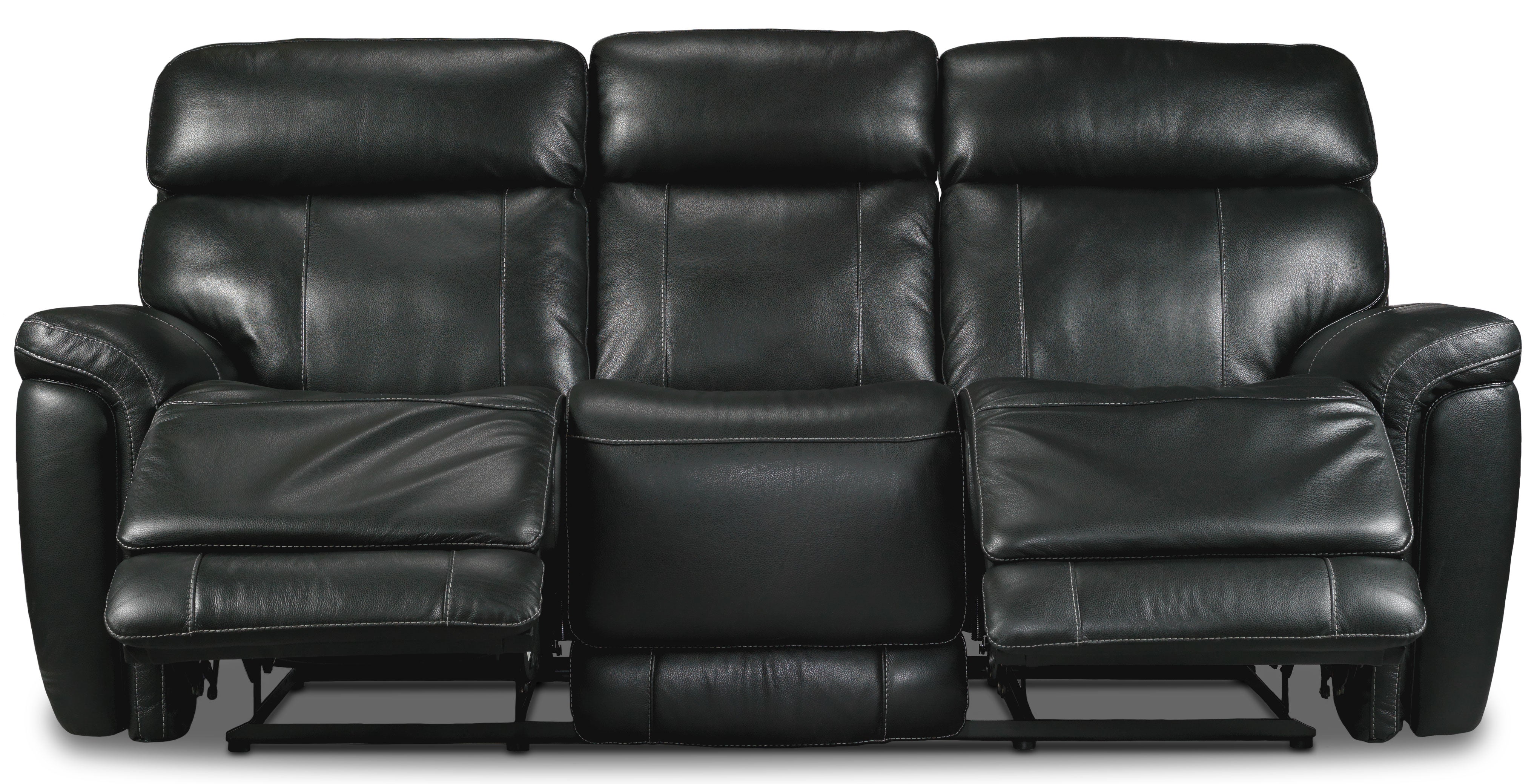 Stallion Dual Power Reclining Leather Sofa - Midnight Black