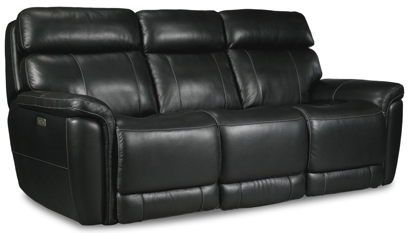 Stallion Dual Power Reclining Leather Sofa - Midnight Black