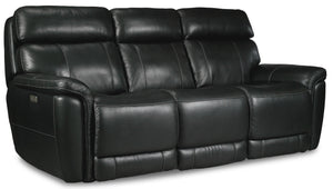 Stallion Dual Power Reclining Leather Sofa - Midnight Black