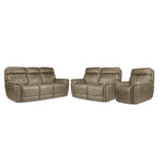 Stallion Dual Power Reclining Sofa, Loveseat and Chair Set - Pebble