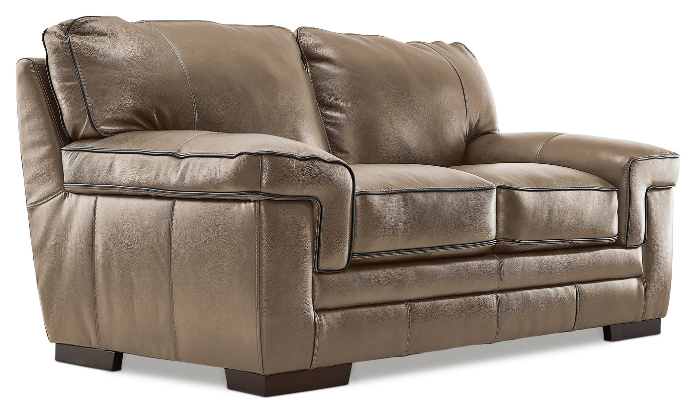 Stampede 3 Pc. Leather Living Room Package - Buff