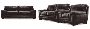 Stampede 3 Pc. Leather  Living Room Package - Coffee