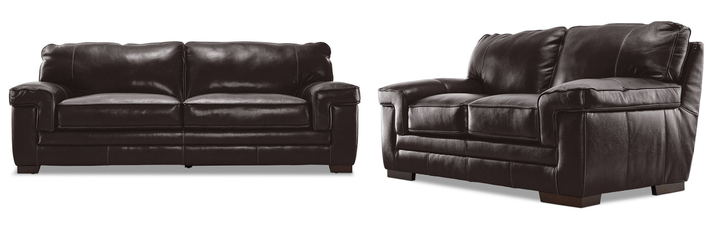 Stampede 2 Pc. Leather Living Room Package w/ Loveseat - Coffee