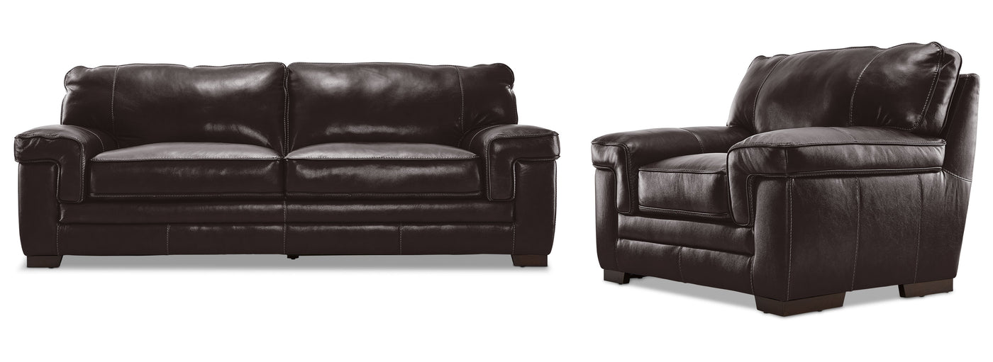 Stampede 2 Pc. Leather Living Room Package w/ Chair - Coffee