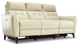 Wexner Dual Power Reclining Leather Sofa - Colby Stone