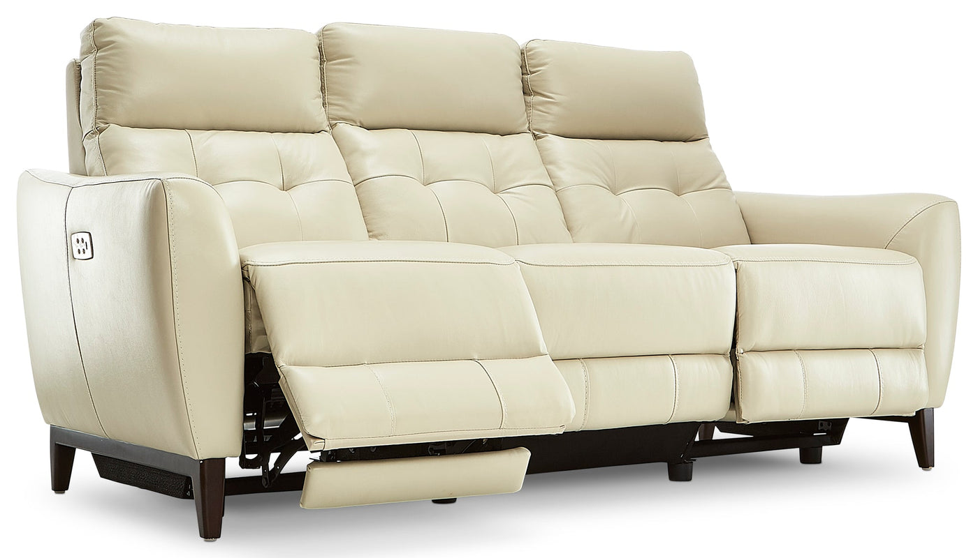 Wexner Dual Power Reclining Leather Sofa - Colby Stone