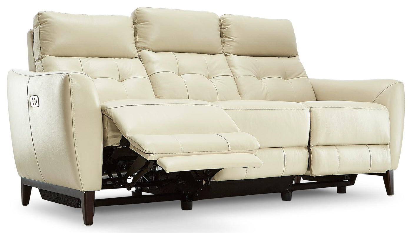 Wexner Dual Power Reclining Leather Sofa and Loveseat Set - Colby Stone