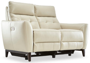 Wexner Dual Power Reclining Leather Loveseat - Colby Stone