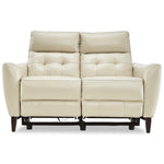 Wexner Dual Power Reclining Leather Loveseat - Colby Stone