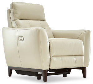 Wexner Dual Power Leather Recliner - Colby Stone
