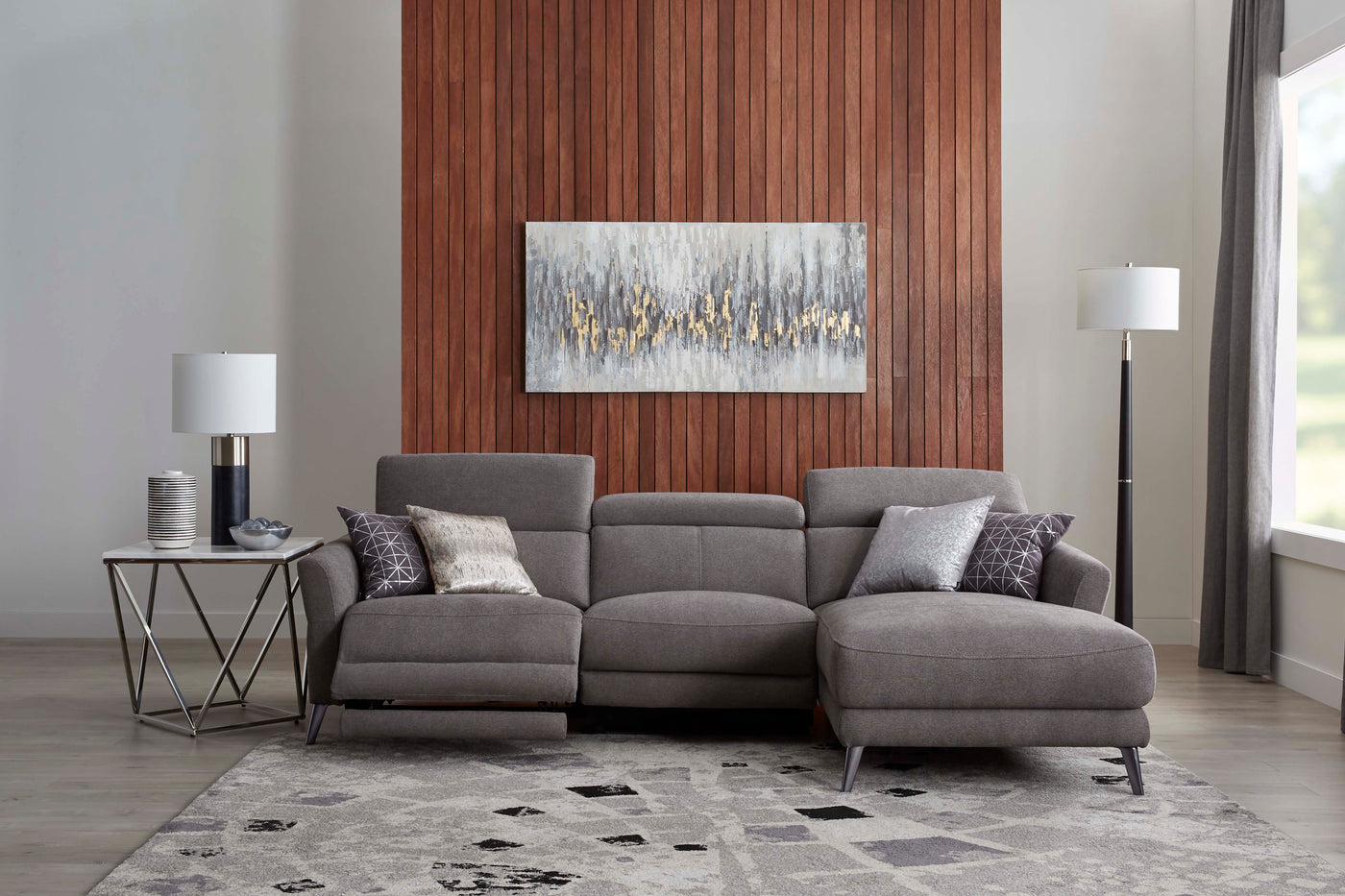 Francesca 2-Piece Power Reclining Sectional with Right-Facing Chaise - Starburst Metal