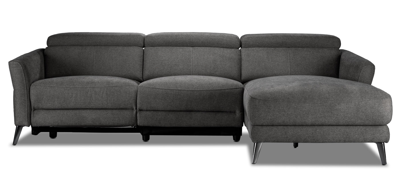 Francesca 2-Piece Power Reclining Sectional with Right-Facing Chaise - Starburst Metal