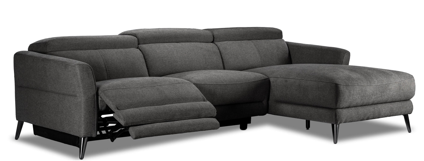 Francesca 2-Piece Power Reclining Sectional with Right-Facing Chaise - Starburst Metal