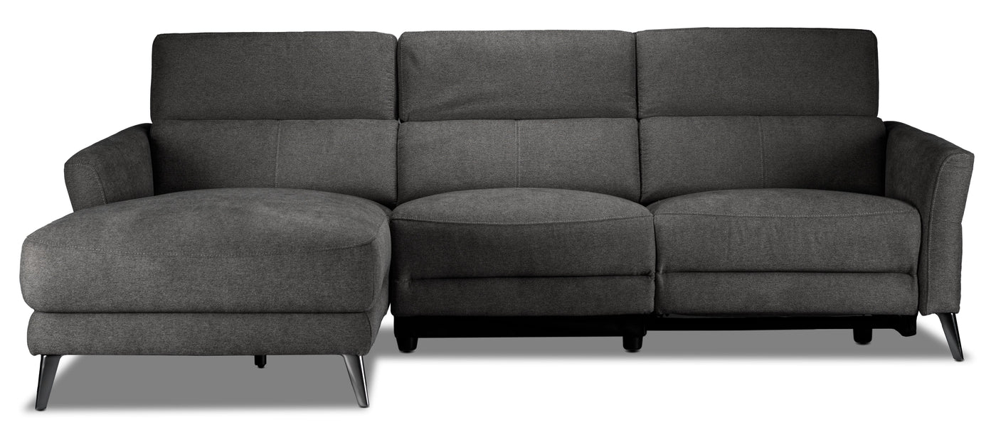 Francesca 2-Piece Power Reclining Sectional with Left-Facing Chaise - Starburst Metal