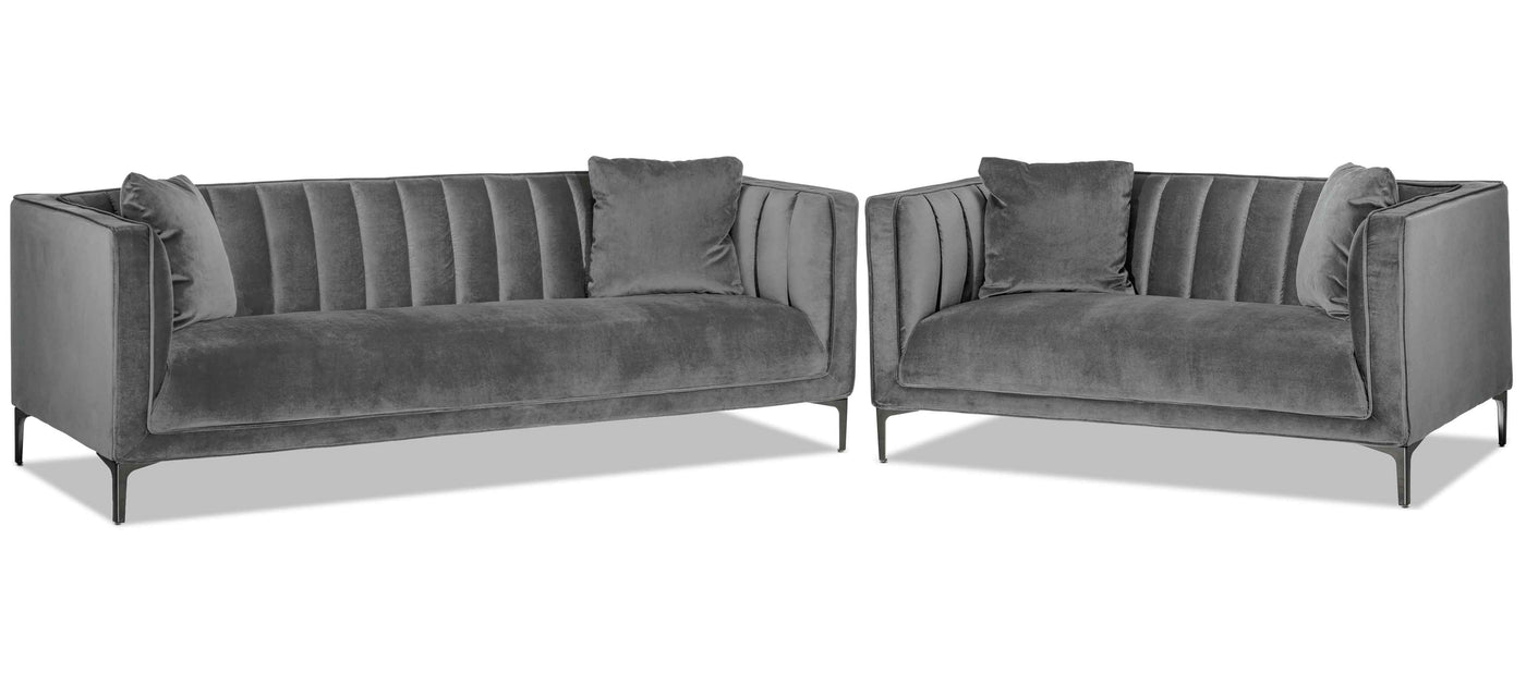 Celina Sofa and Loveseat Set - Light Grey