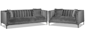 Celina Sofa and Loveseat Set - Light Grey