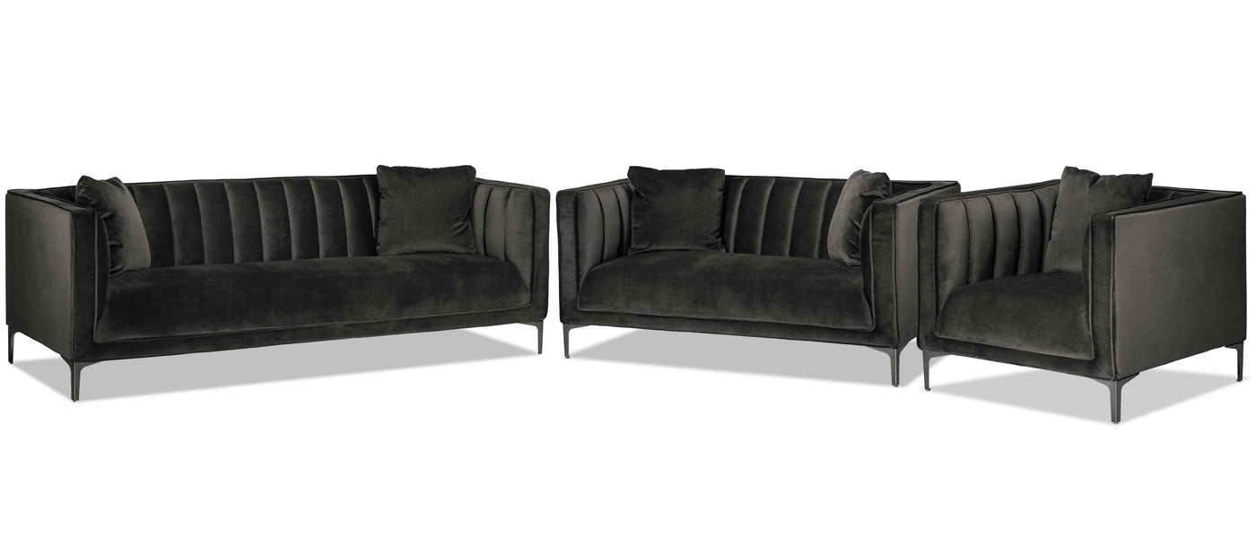 Celina Sofa, Loveseat and Chair Set - Dark Grey