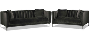 Celina Sofa and Loveseat Set - Dark Grey