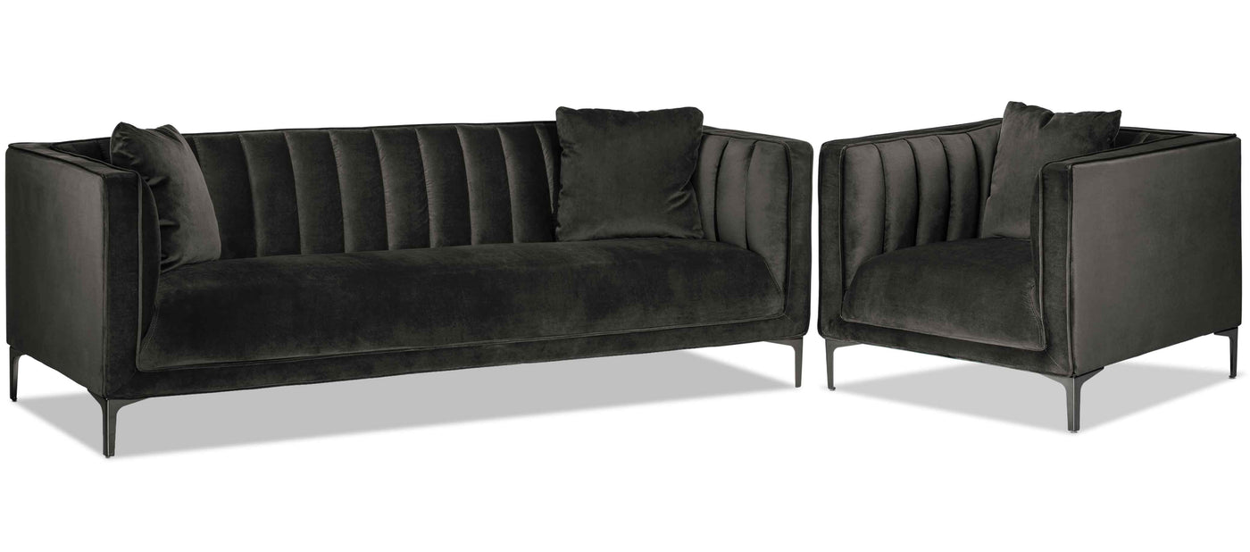 Celina Sofa and Chair Set - Dark Grey