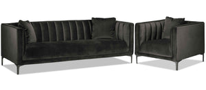 Celina Sofa and Chair Set - Dark Grey