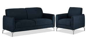Ryan Sofa and Chair Set - Dark Blue