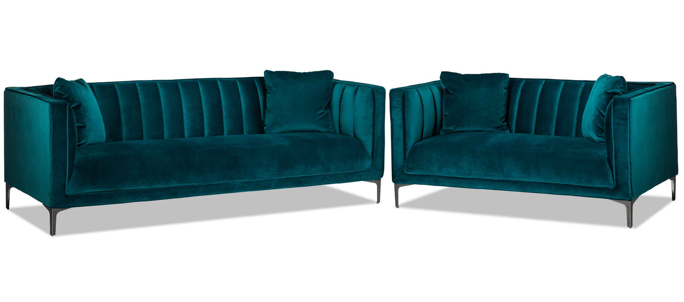 Celina Sofa and Loveseat Set - Green