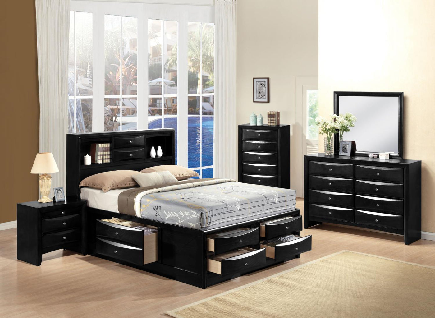 Hillary King Platform Storage Bed - Black