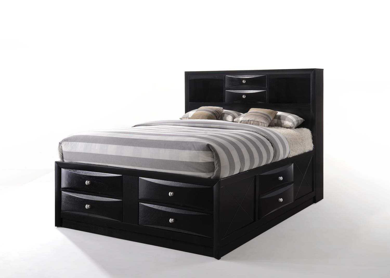 Hillary Queen Platform Storage Bed - Black