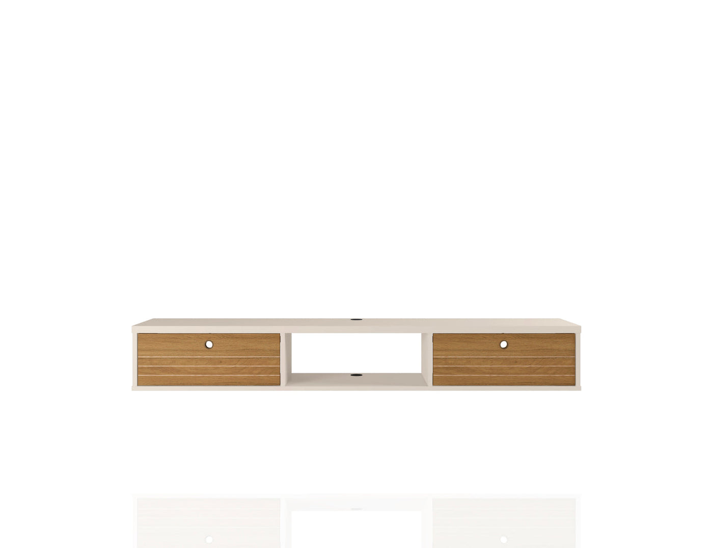 Lekedi 63" Entertainment Centre / Floating Desk – Cream / Cinnamon