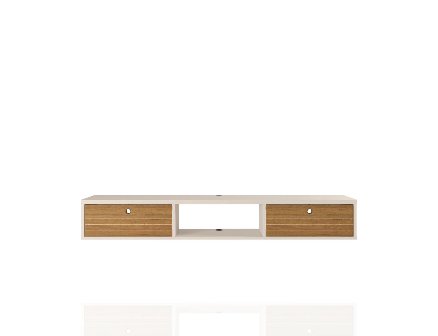 Lekedi 63" Entertainment Centre / Floating Desk – Cream / Cinnamon