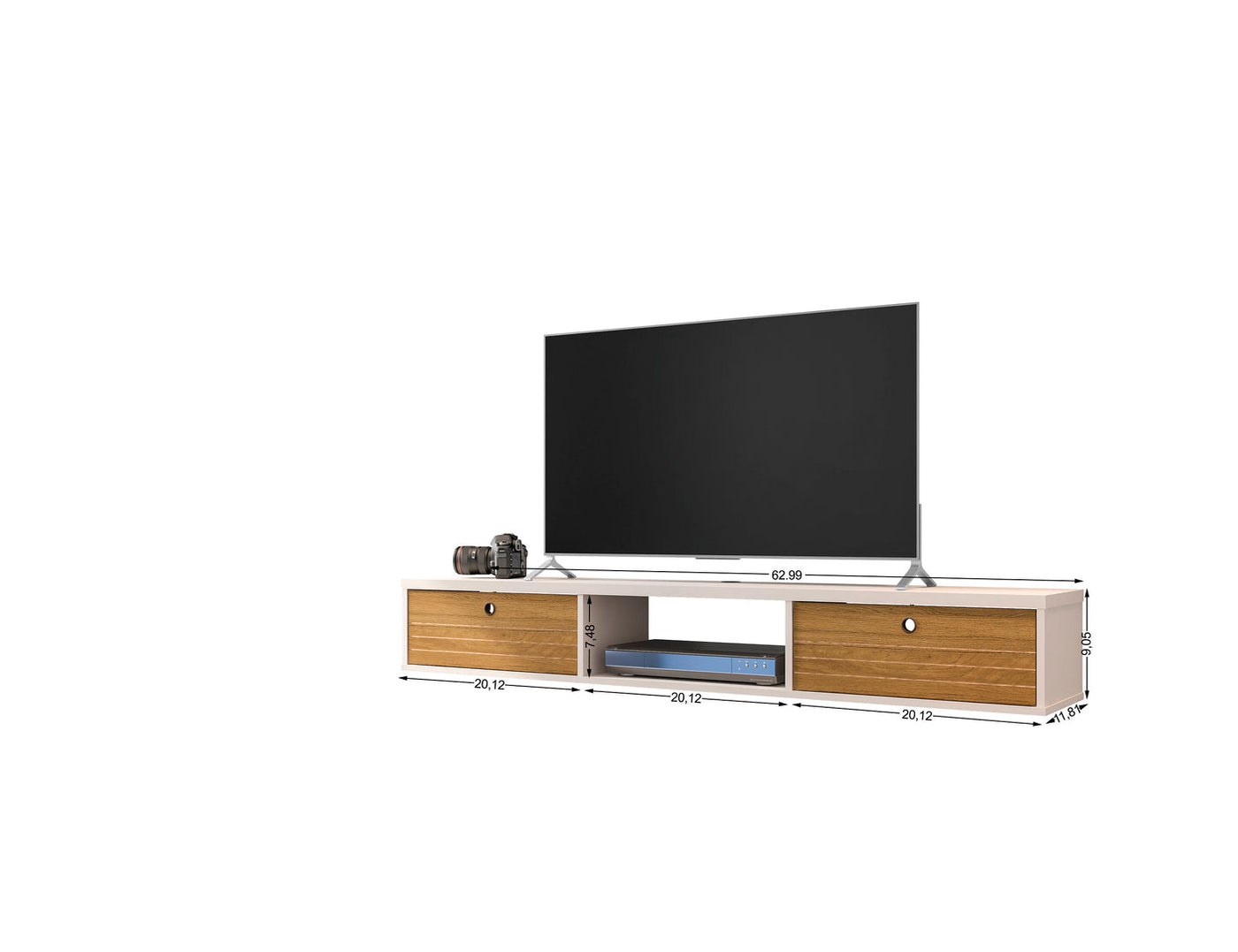 Lekedi 63" Entertainment Centre / Floating Desk – Cream / Cinnamon