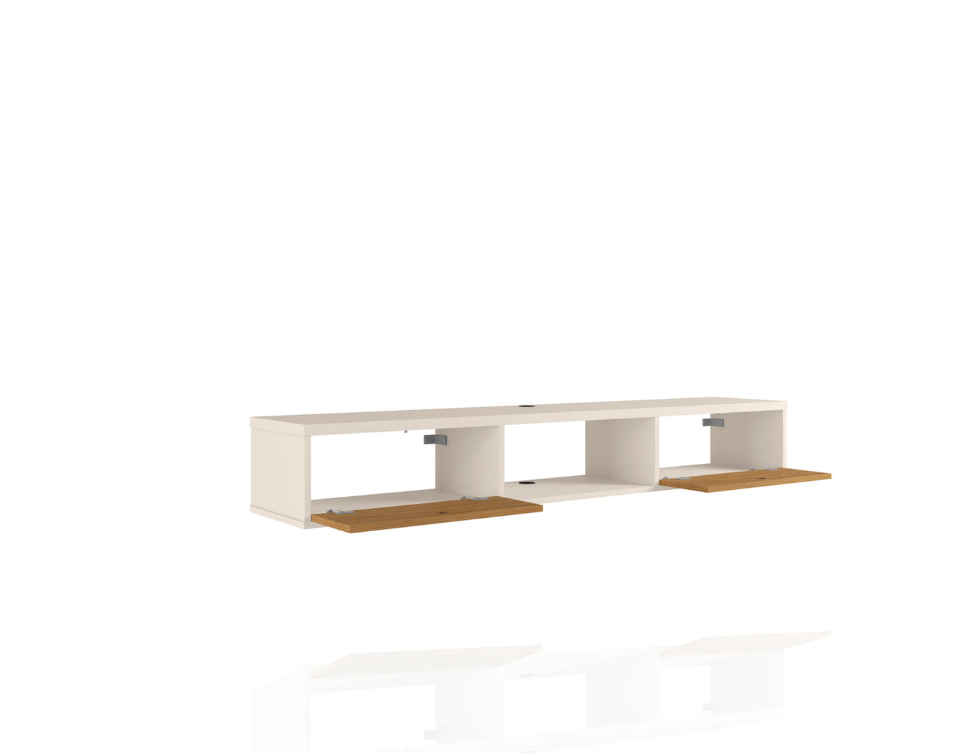 Lekedi 63" Entertainment Centre / Floating Desk – Cream / Cinnamon