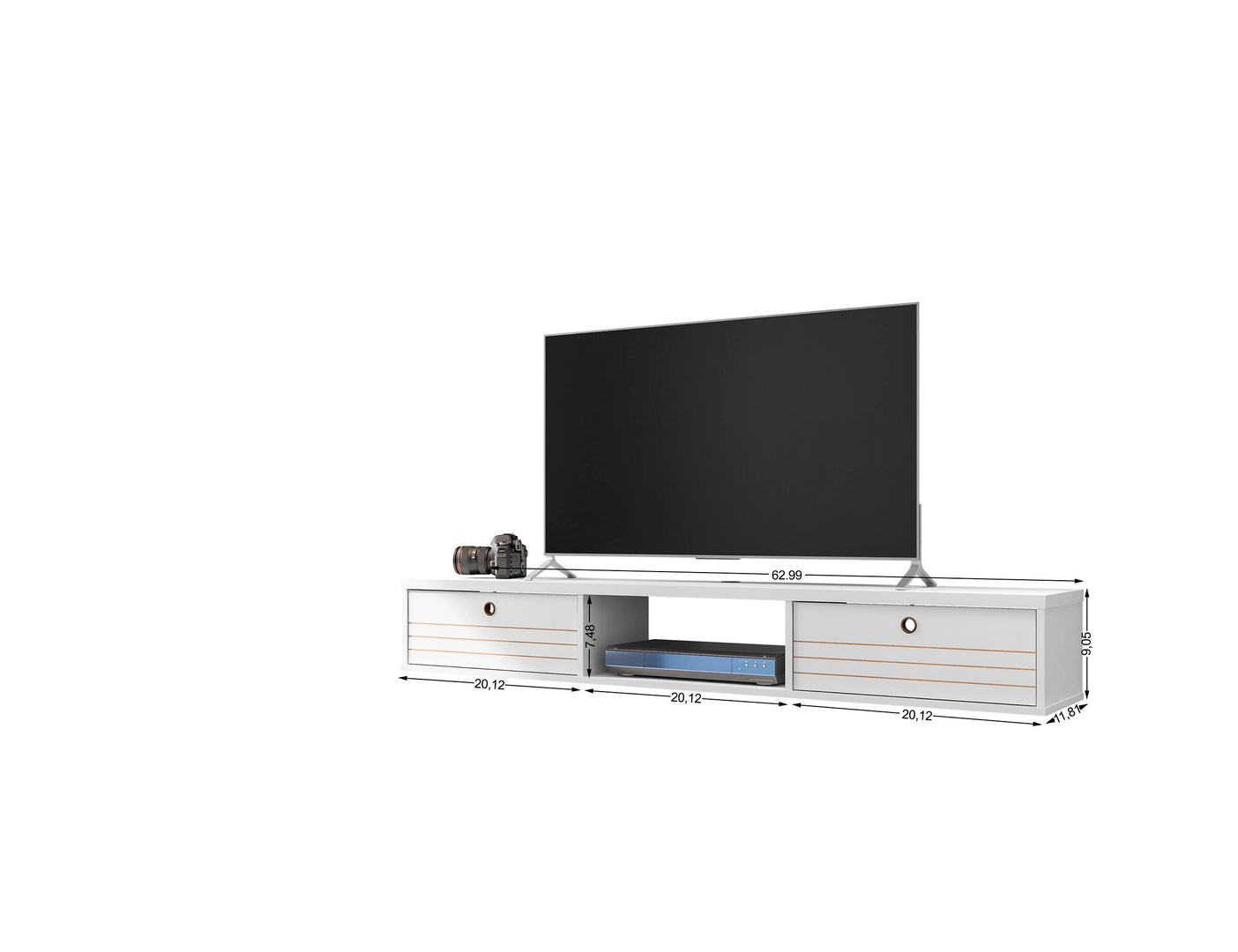 Lekedi 63" Entertainment Centre / Floating Desk – White