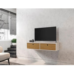 Lekedi 42" Floating Entertainment Centre - Off White/Cinnamon