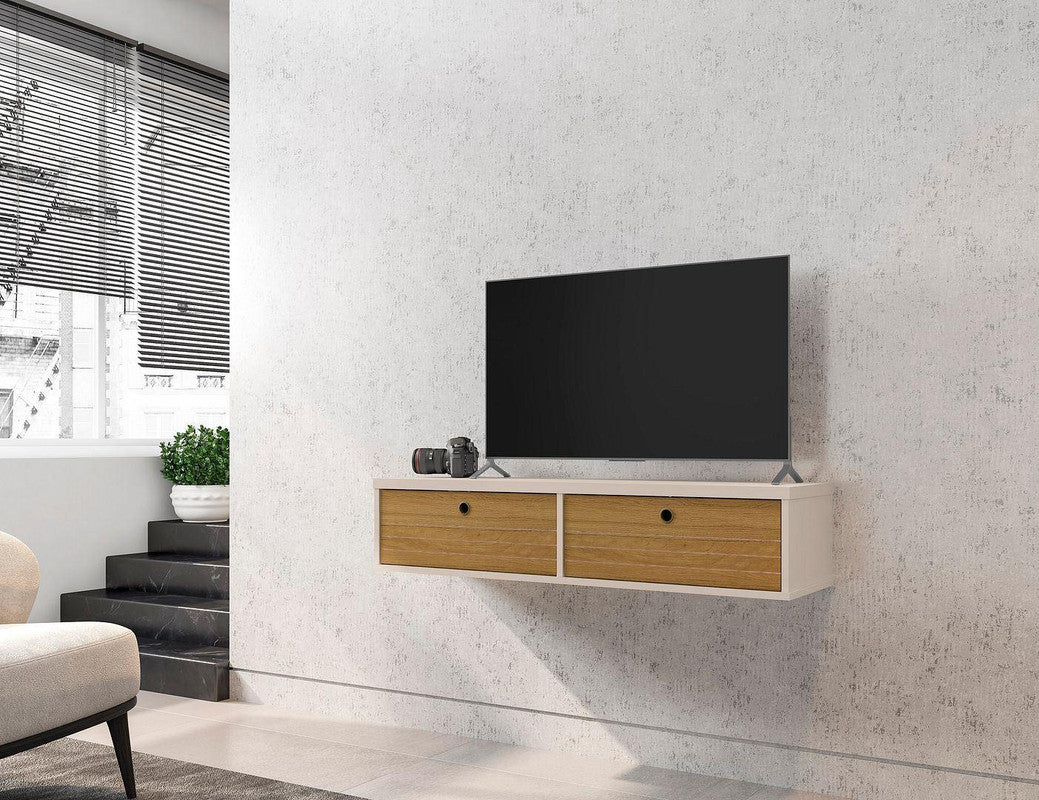 Lekedi 42" Floating Entertainment Centre - Off White/Cinnamon