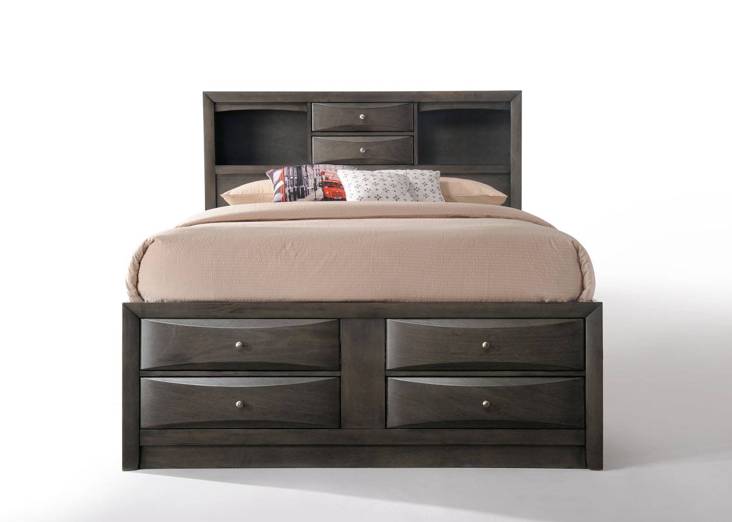 Hillary Queen Platform Storage Bed - Grey Oak