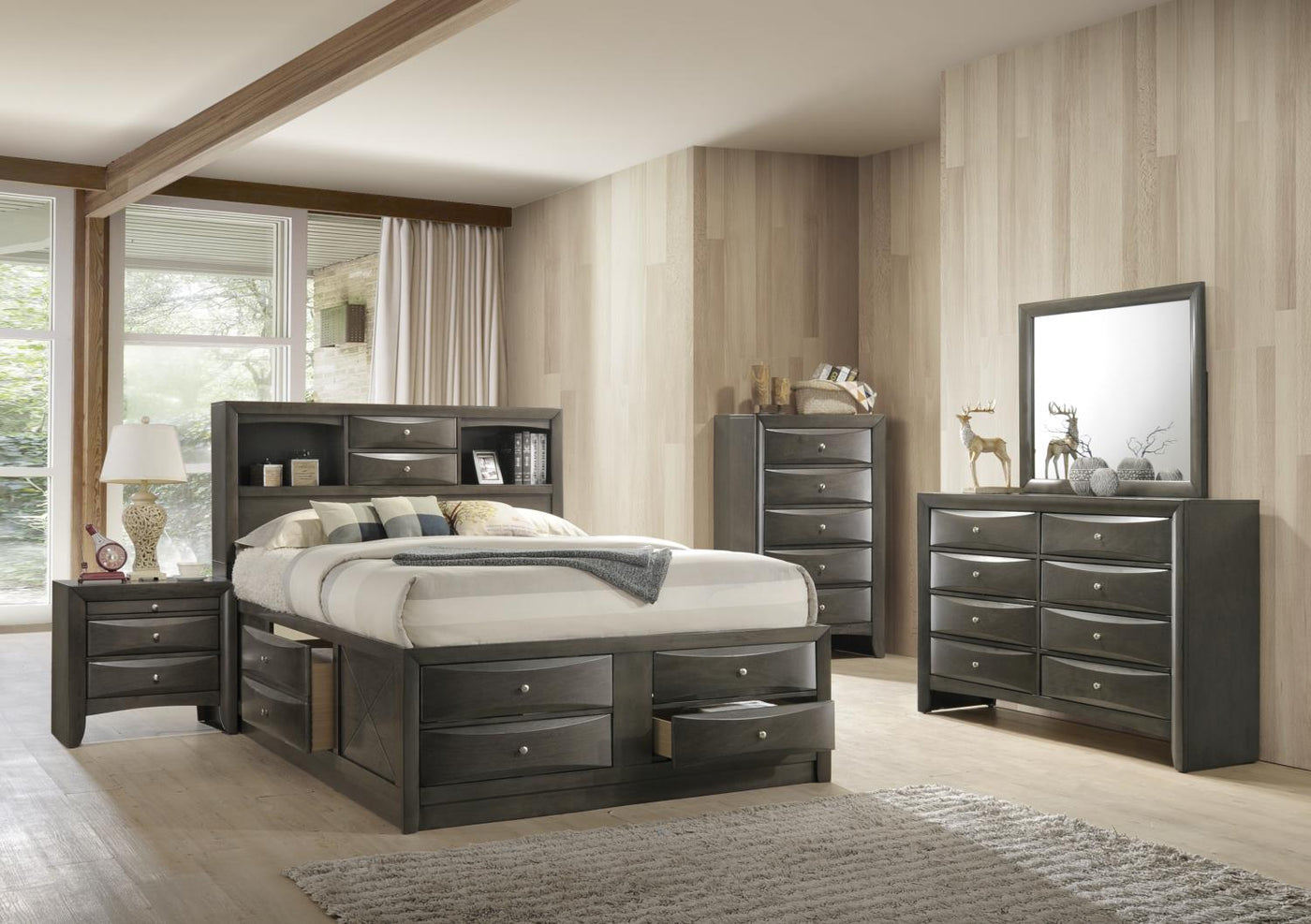 Hillary King Platform Storage Bed - Grey Oak