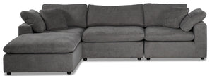 Cirrus 4-Piece Modular Sectional with Ottoman - Grey