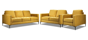 Leanne Sofa, Loveseat and Chair Set - Yellow
