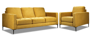 Leanne Sofa and Chair Set - Yellow