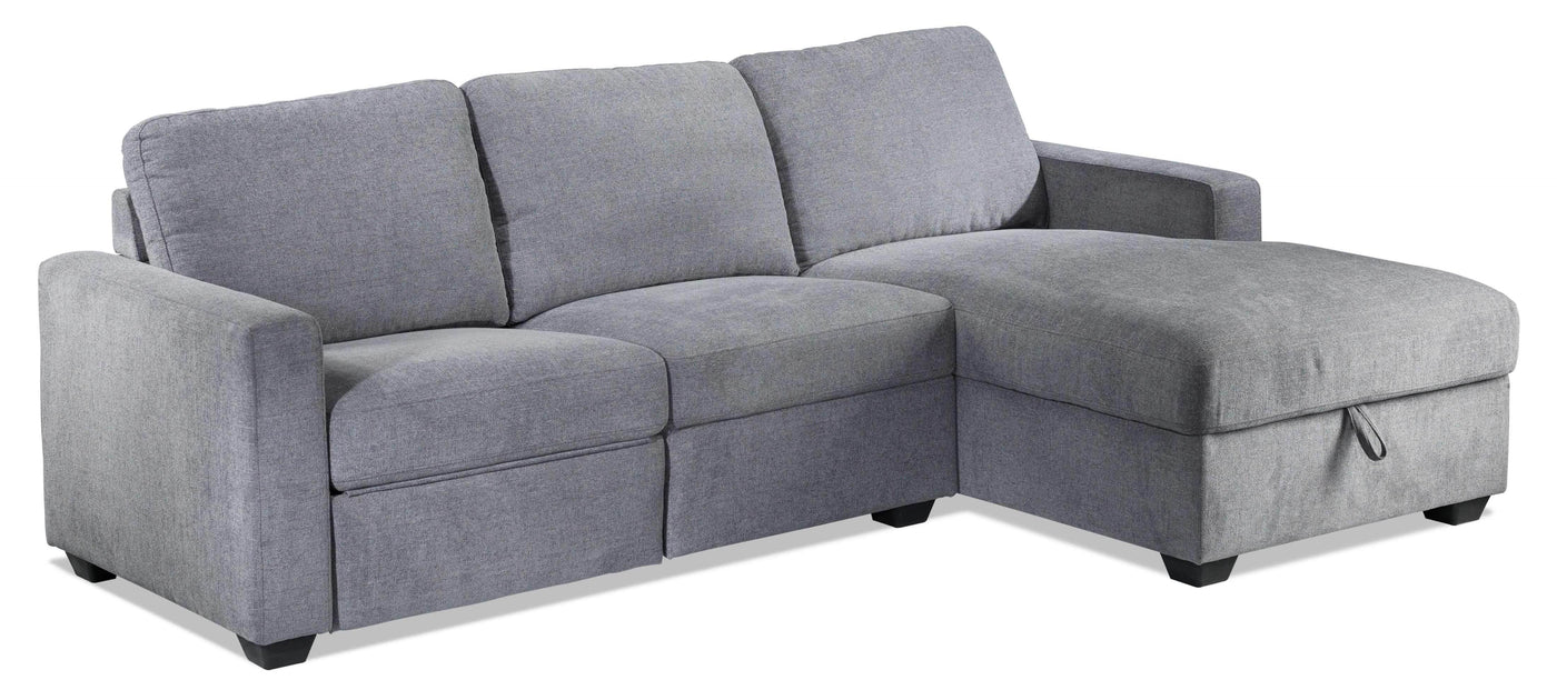 Oats 2-Piece Reclining Sectional with Storage - Grey