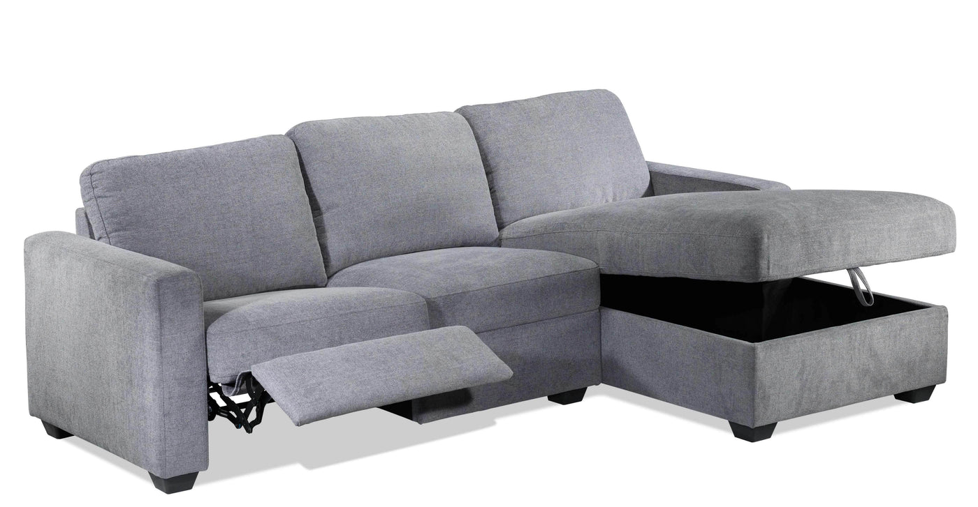 Oats 2-Piece Reclining Sectional with Storage - Grey