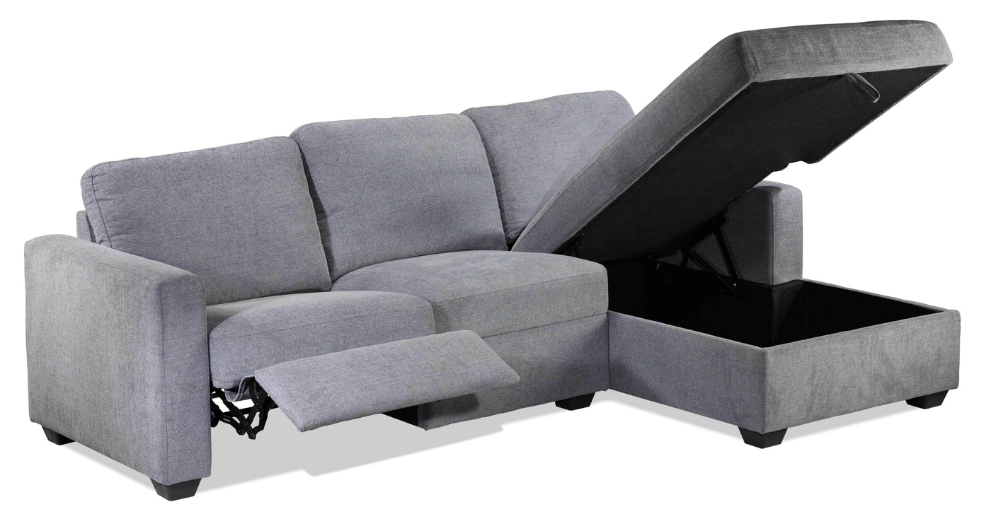 Oats 2-Piece Reclining Sectional with Storage - Grey