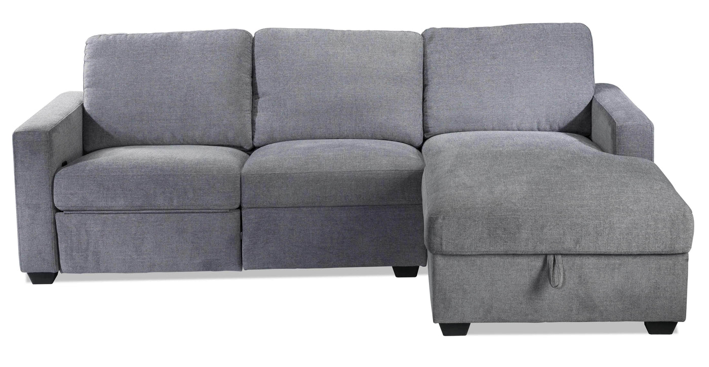 Oats 2-Piece Reclining Sectional with Storage - Grey