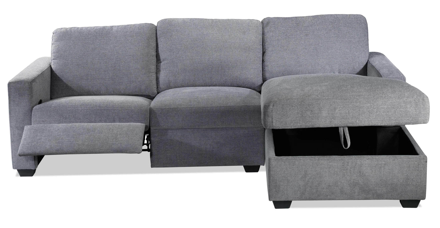 Oats 2-Piece Reclining Sectional with Storage - Grey