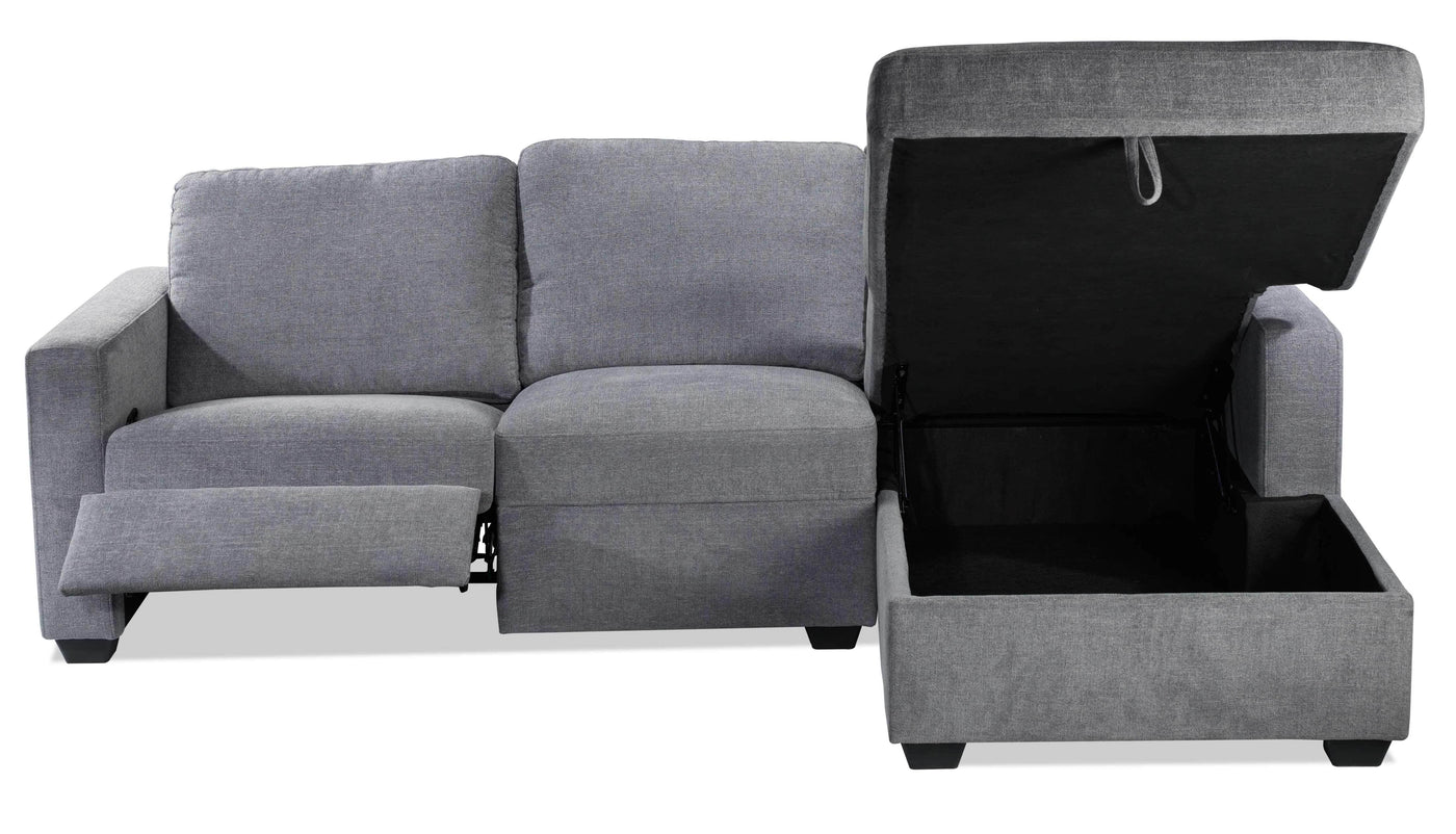 Oats 2-Piece Reclining Sectional with Storage - Grey